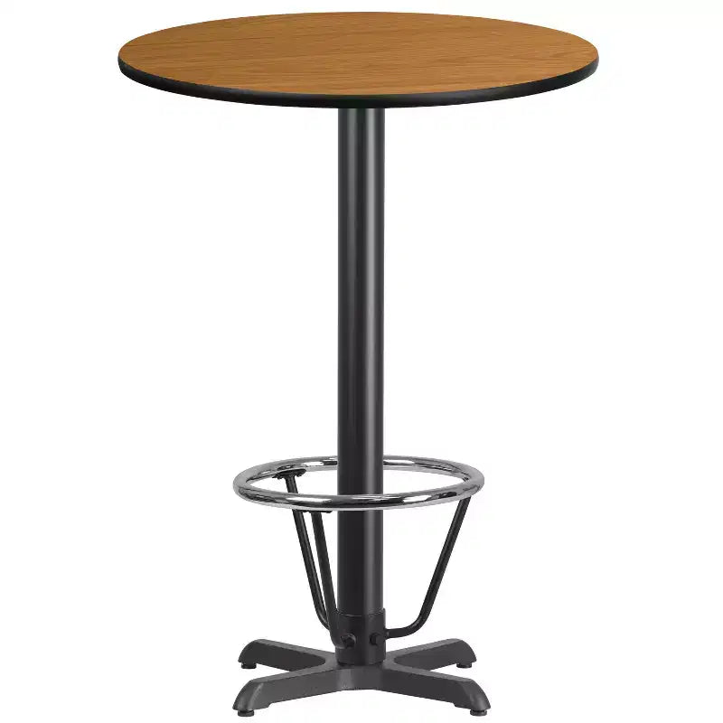 Emma and Oliver 30 Round Laminate Bar Table with 22x22 Foot Ring Base