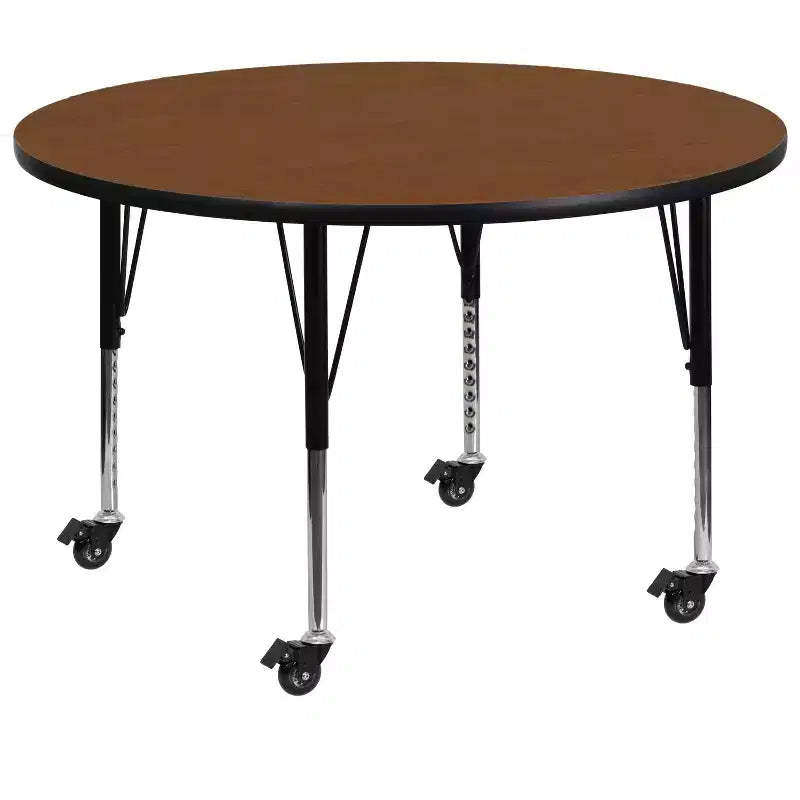 Flash Furniture Mobile 42'' Round HP Laminate Activity Table - Height Adjustable Short Legs
