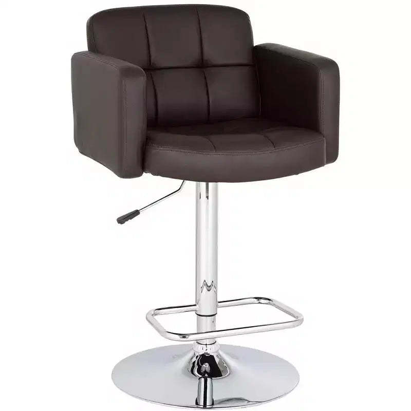 Studio 55D Trek Chrome Swivel Bar Stool 32 3/4 High Modern Adjustable Espresso Cushion with Backrest Footrest for Kitchen Counter Height Island Home