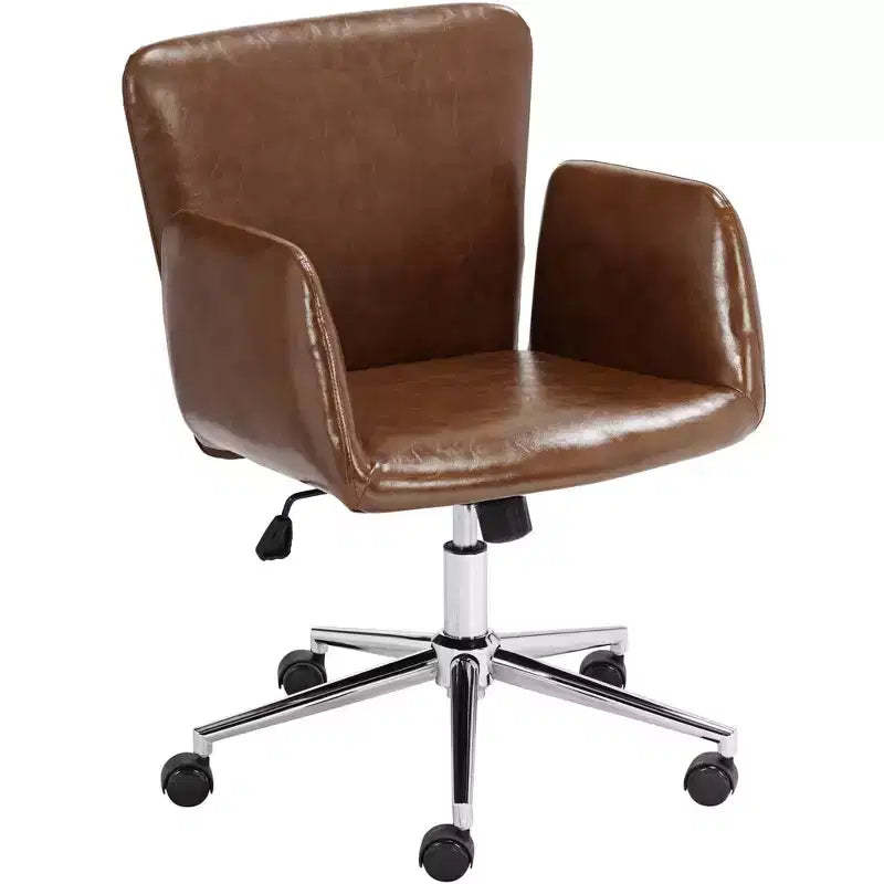 55 Downing Street Megan Brown Faux Leather Swivel Office Chair