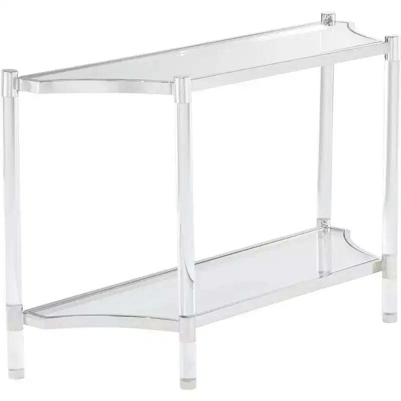 55 Downing Street Erica Modern Acrylic Rectangular Console Table 48 x 16 with Shelf Clear Thin Legs for Living Room Bedroom Bedside Entryway House