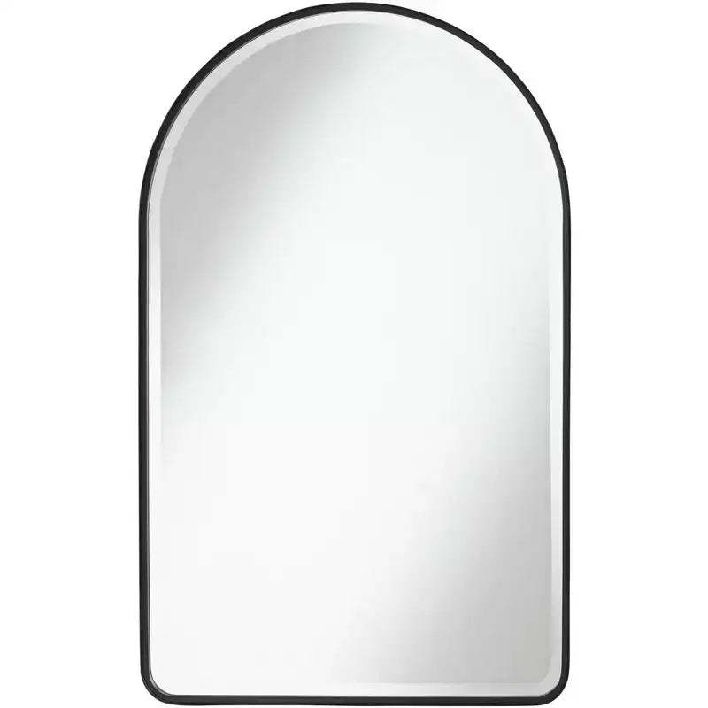 Uttermost Clara Arch Top Vanity Decorative Wall Mirror Modern Beveled Matte Black Metal Frame 24 Wide for Bathroom Bedroom Living Room Home Entryway