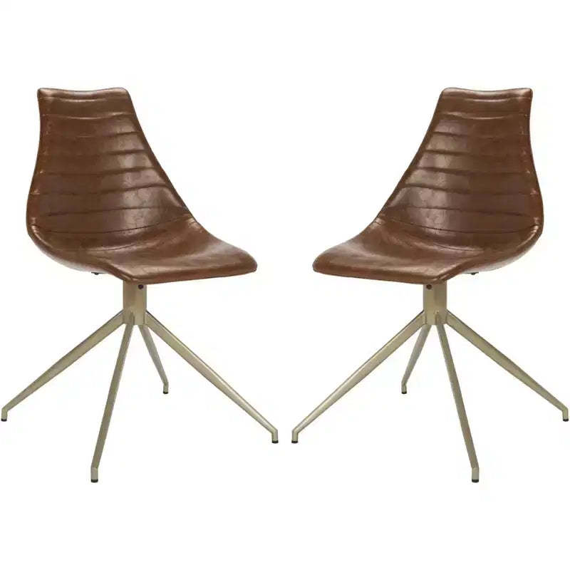 Lynette Swivel Chair - Set of 2 - ACH7006 - Light Brown/Brass - Safavieh