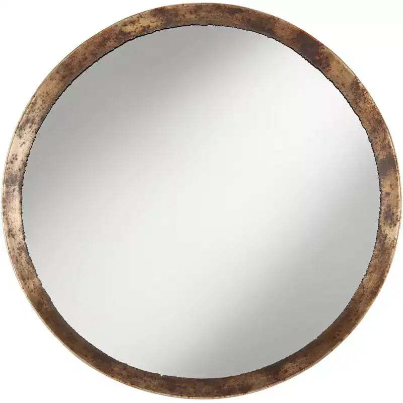 Uttermost Tortin Round Vanity Decorative Wall Mirror Rustic Hammered Jagged Metal Frame 34 Wide for Bathroom Bedroom Living Room Office Home Entryway