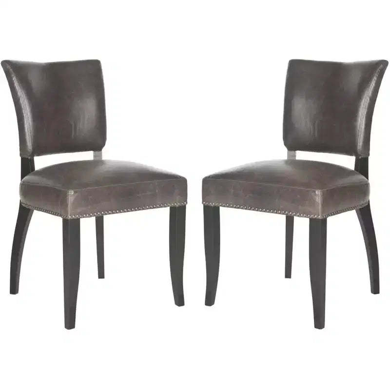 Desa Side Chair With Nail Head Trim (Set of 2) - MCR4690 - Antique Brown - Safavieh Couture