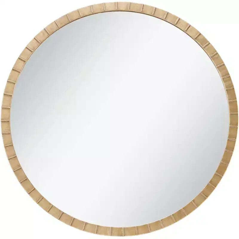 Uttermost Gracia Round Vanity Decorative Wall Mirror Modern Warm Gold Leaf Tiled Iron Frame 34 Wide for Bathroom Bedroom Living Room Home Office