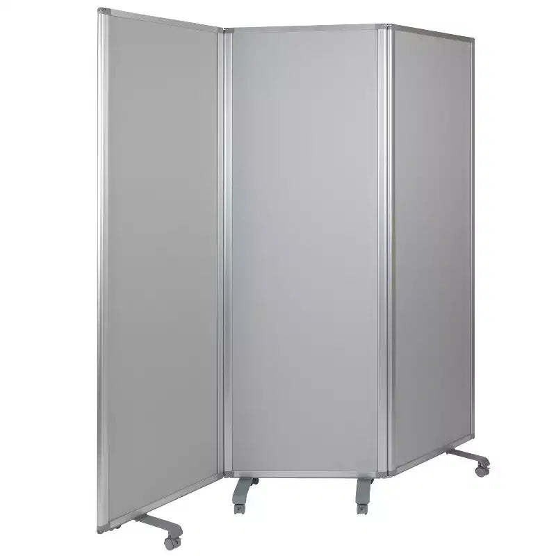 Flash Furniture Double Sided Mobile Magnetic Whiteboard/Cloth Partition with Lockable Casters, 72H x 24W (3 sections included)