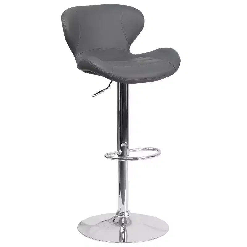 Flash Furniture Contemporary Adjustable Height Barstool with Curved Back and Chrome Base
