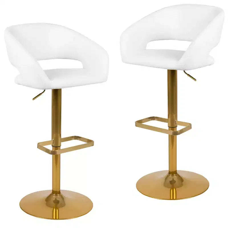 Flash Furniture Contemporary Vinyl Adjustable Height Barstool with Rounded Mid-Back, Set of 2