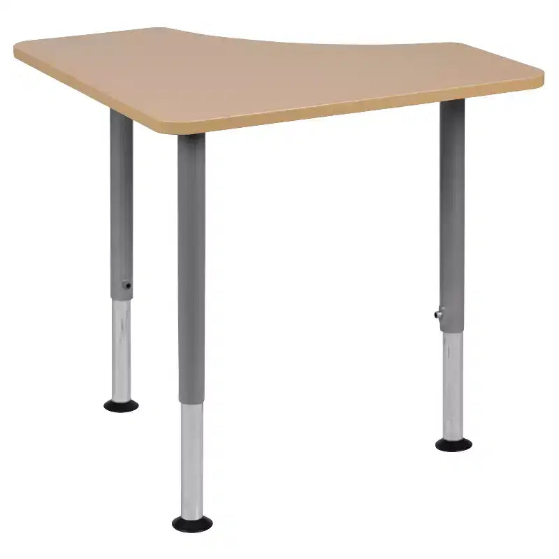 Emma and Oliver Triangular Natural Collaborative Adjustable Student Desk - Home and Classroom