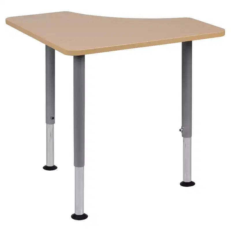 Emma and Oliver Triangular Natural Collaborative Adjustable Student Desk - Home and Classroom