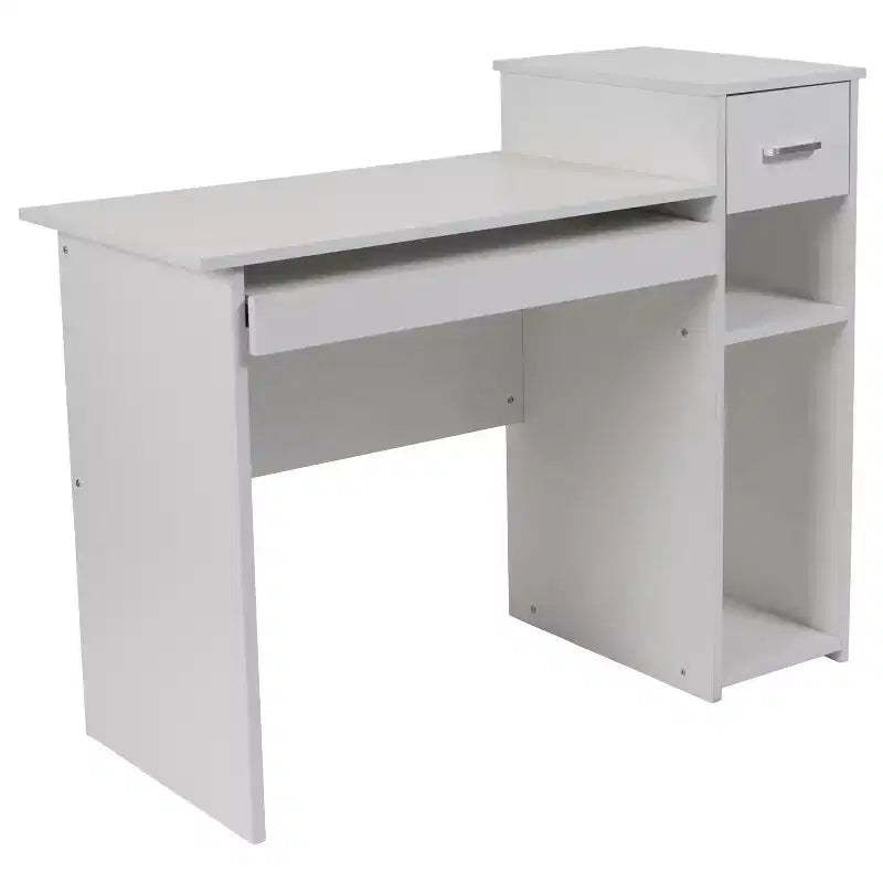 Emma and Oliver White Computer Desk with Shelves and Drawer