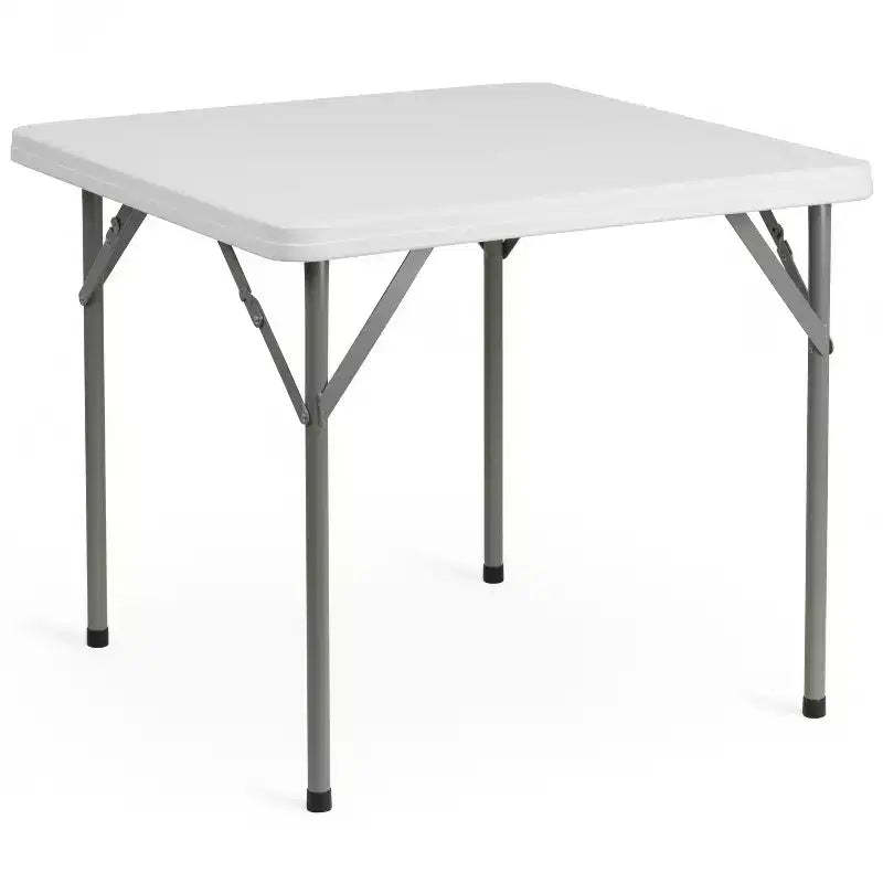 Emma and Oliver 34.25 Square Granite White Plastic Folding Table - Event Folding Table