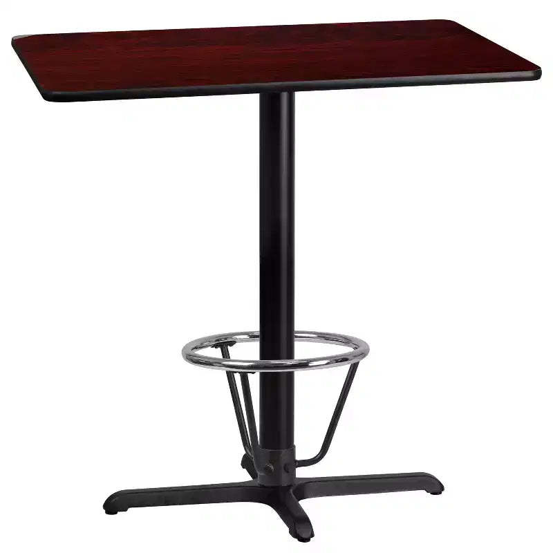 Emma and Oliver 24x42 Rectangular Laminate Bar Table with 23.5x29.5 Foot Ring Base