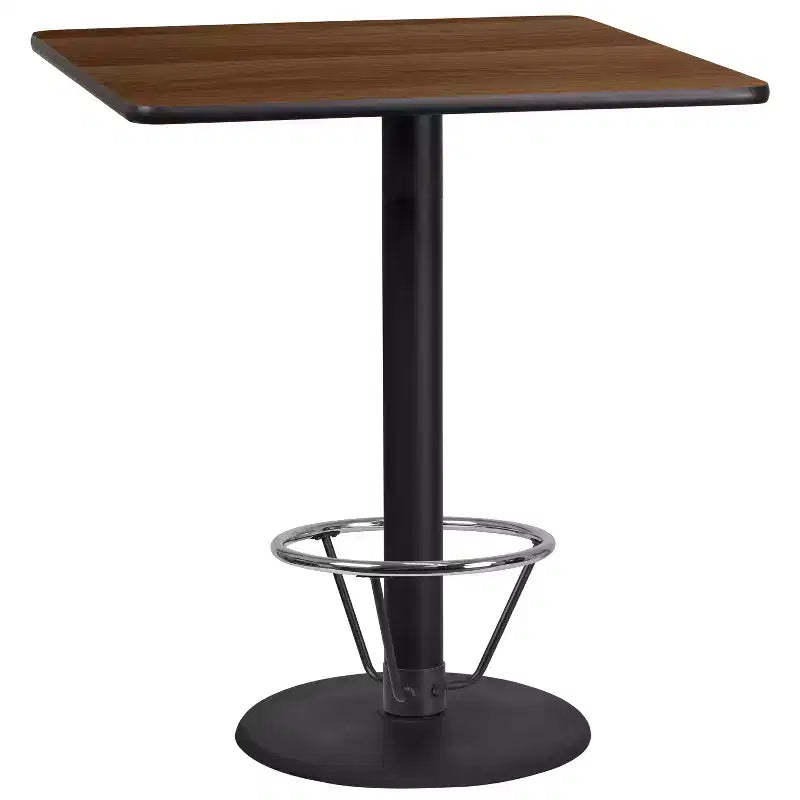 Emma and Oliver 36 Square Laminate Bar Table with 24 Round Foot Ring Base