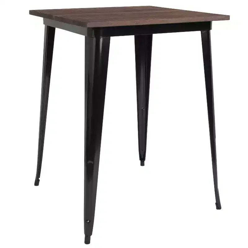 Emma and Oliver 31.5 Square Wood/Metal Indoor Bar Height Table