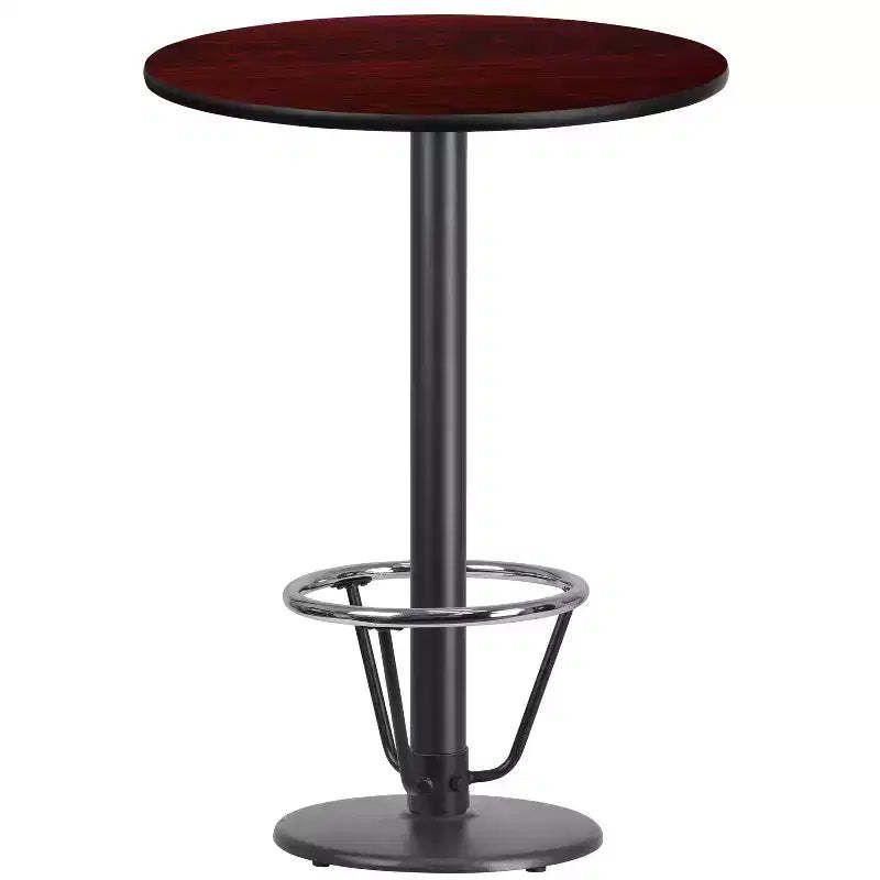 Emma and Oliver 30 Round Laminate Bar Table with 18 Round Foot Ring Base