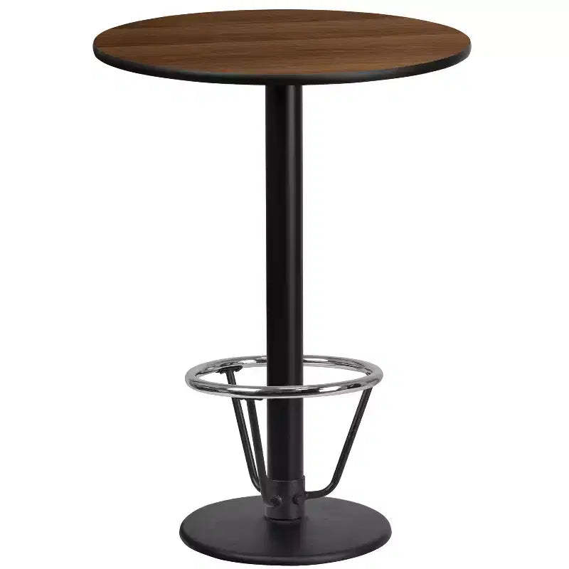 Emma and Oliver 24 Round Laminate Bar Table with 18 Round Foot Ring Base