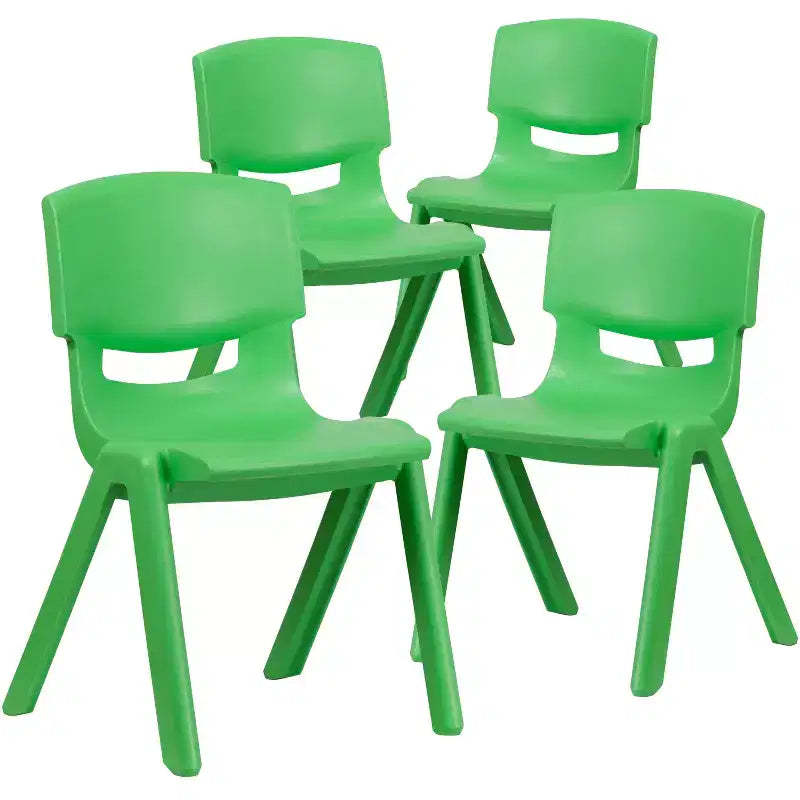 Emma and Oliver 4 Pack Plastic Stack School Chair with 15.5H Seat, 3rd-7th School Chair