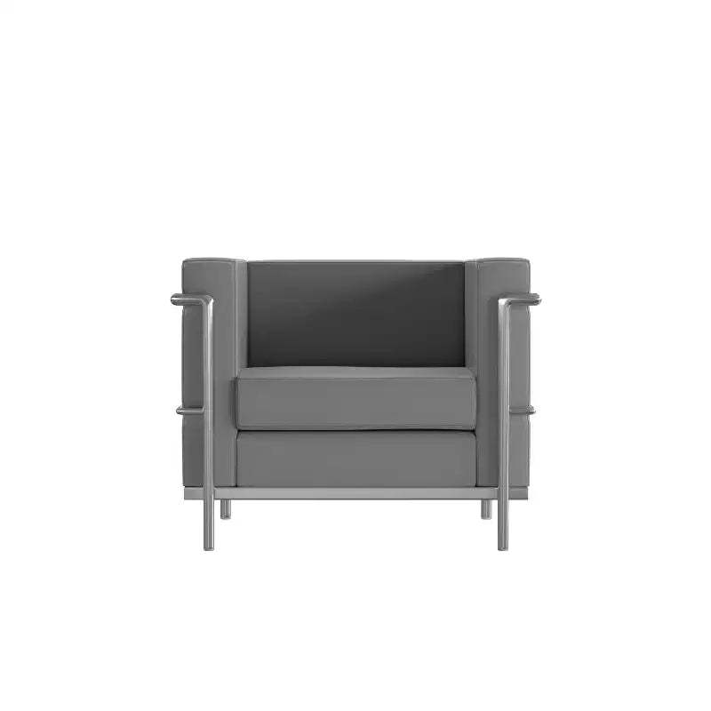 Emma and Oliver Contemporary LeatherSoft Chair with Double Bar Encasing Frame
