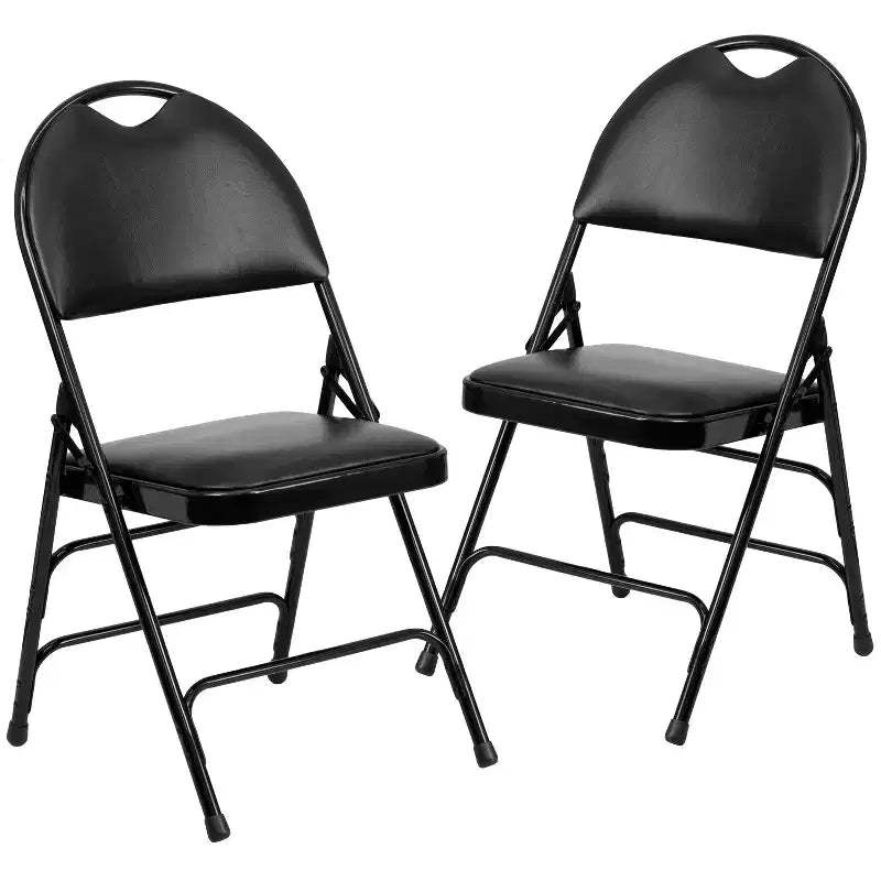 Emma and Oliver 2 Pack Home & Office Easy-Carry Party Events Padded Folding Chair