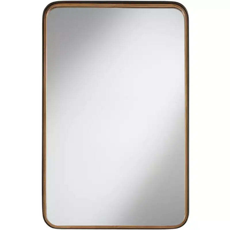 Uttermost Andi Rectangular Vanity Decorative Wall Mirror Modern Beveled Glass Gold Black Iron Frame 24 Wide for Bathroom Bedroom Home House Entryway