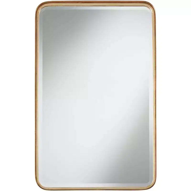 Uttermost Andi Rectangular Vanity Decorative Wall Mirror Modern Beveled Glass Warm Gold Iron Frame 24 Wide for Bathroom Bedroom Living Room Home