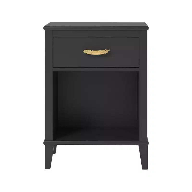 Max & Finn Monarch Hill Hawken Nightstand with Gold Feather Drawer Pull, Black