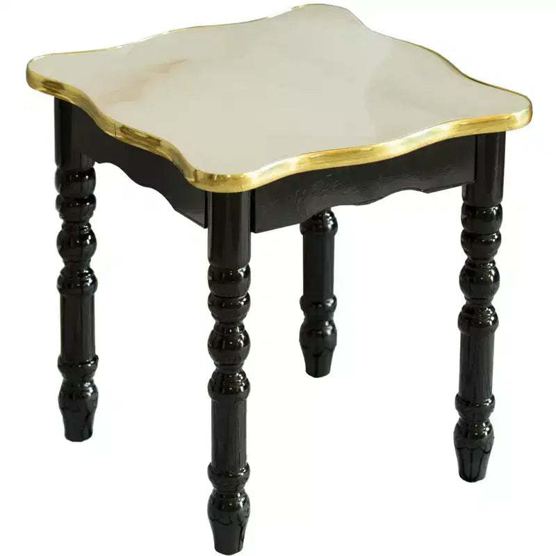 Fabulaxe Square Wooden Side Table, Living Room Accent End Table, Gold, Black and White