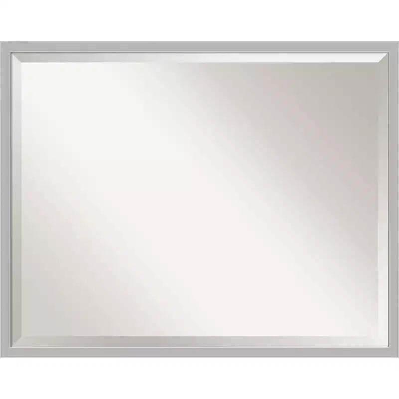 Hera Brushed Framed Bathroom Vanity Wall Mirror Chrome - Amanti Art