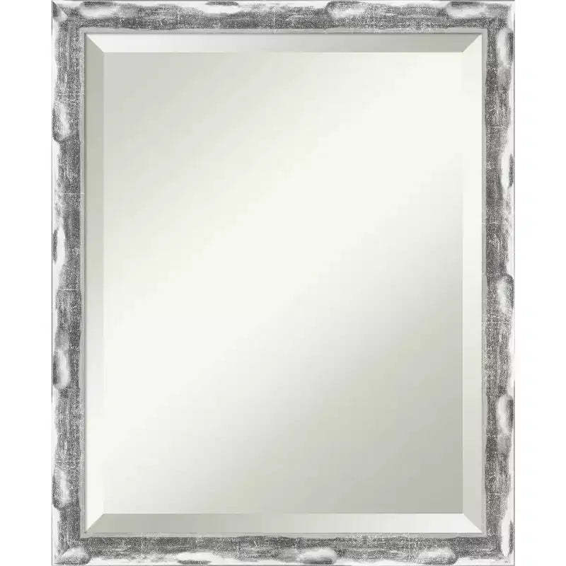 Scratched Wave Framed Bathroom Vanity Wall Mirror Chrome - Amanti Art