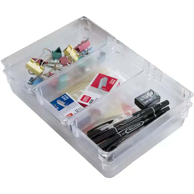 Basicwise Clear Plastic Set of 4 Drawer Organizers