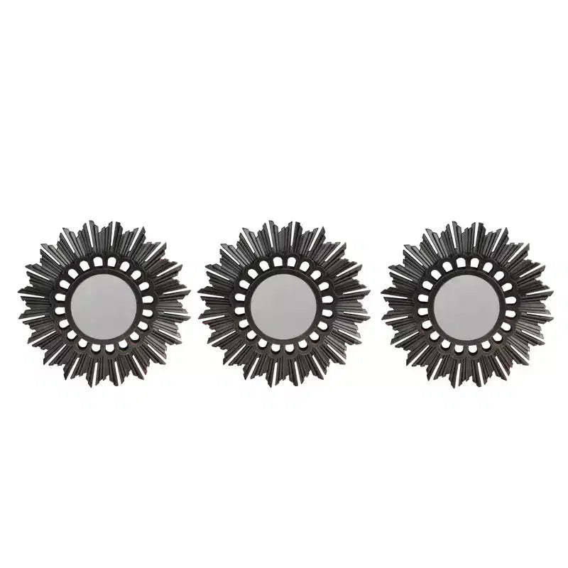 Northlight Set of 3 Floral Sunburst Brushed Bronze Round Wall Mirrors 9.5