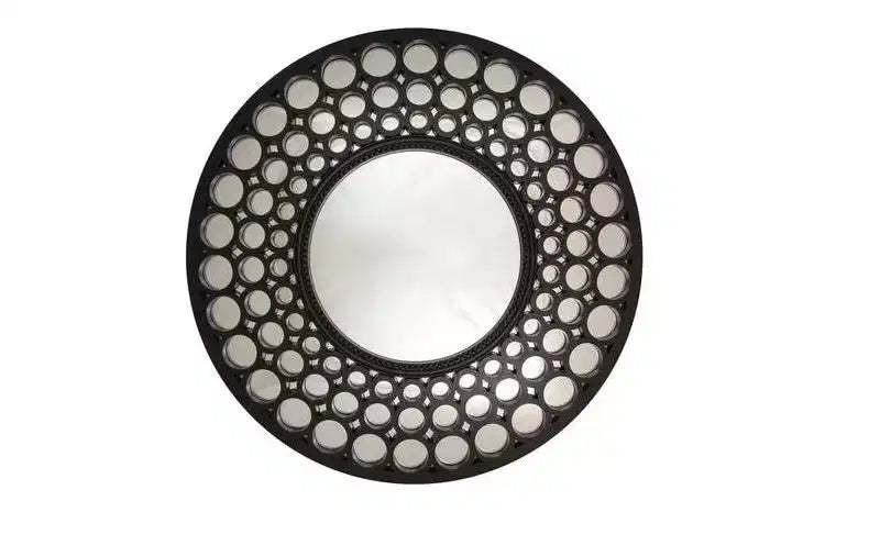 Northlight 24.75 Glamorous Cascading Orbs Black Framed Round Wall Mirror