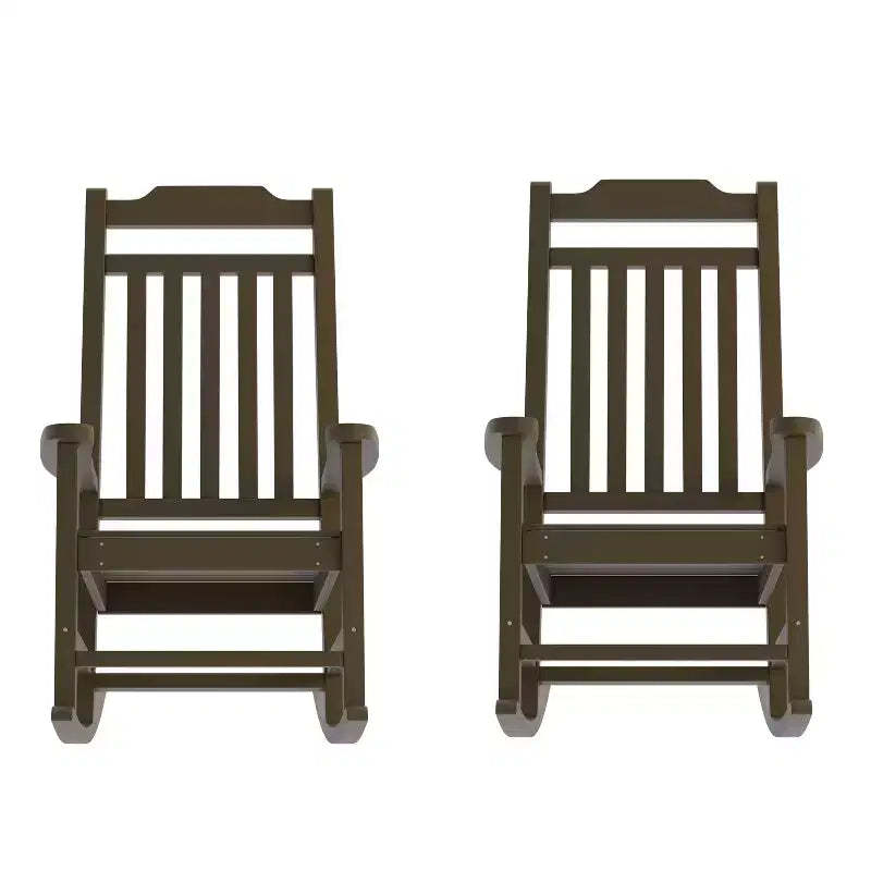 Merrick Lane Set of 2 Poly Resin Indoor/Outdoor Rocking Chairs