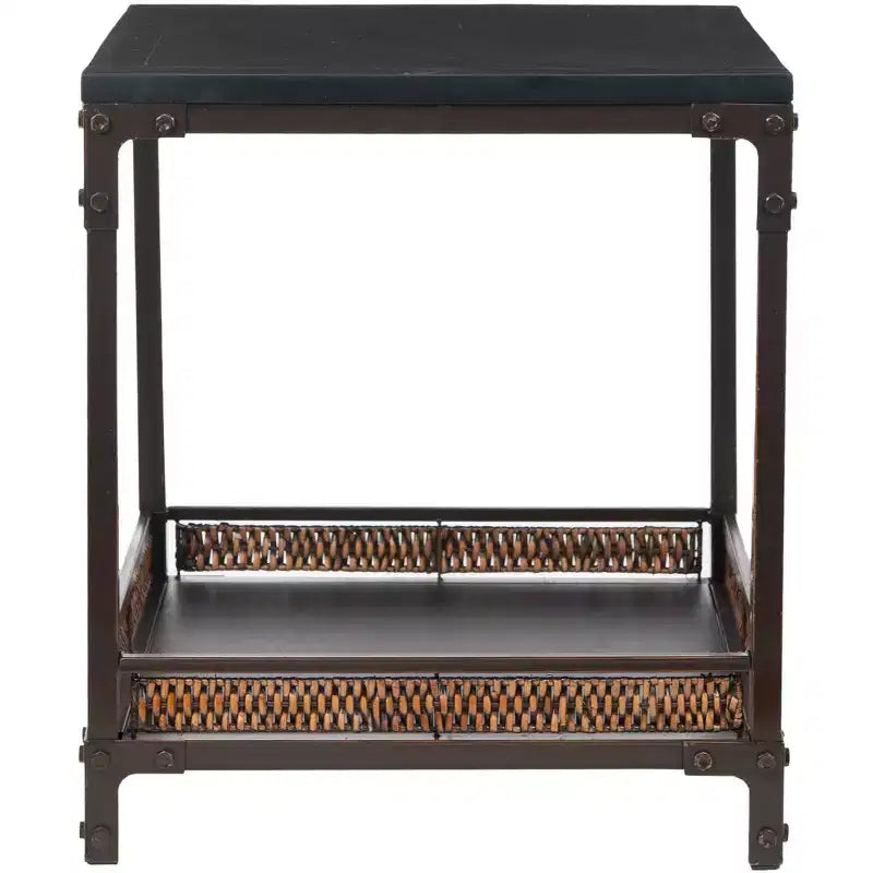 Dinesh End Table - AMH6549A - Black/Dark Walnut - Safavieh Couture
