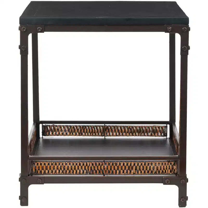 Dinesh End Table - AMH6549A - Black/Dark Walnut - Safavieh Couture