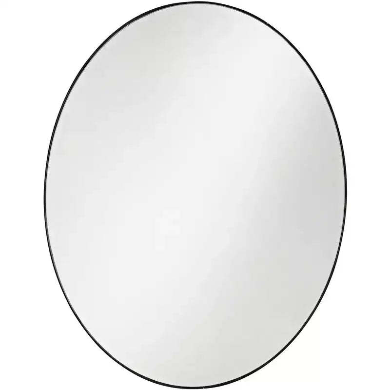 Noble Park Aryn Oval Vanity Decorative Wall Mirror Modern Matte Black Metal Frame 23 1/2 Wide for Bathroom Bedroom Living Room Office Home Entryway