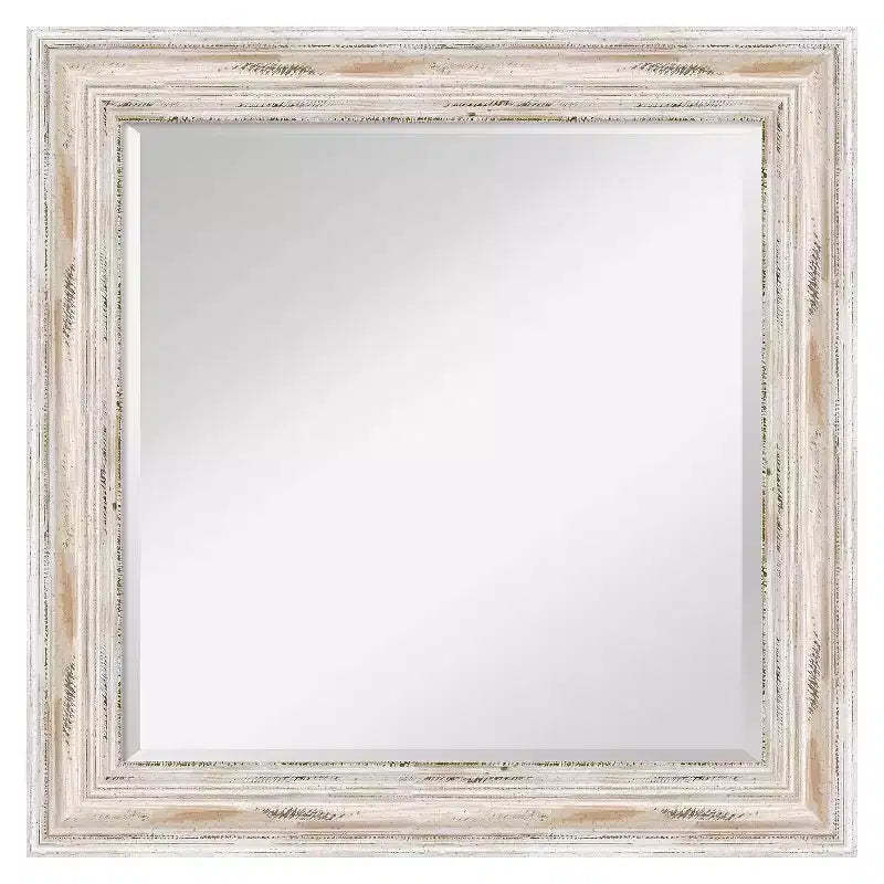 Alexandria White Wash Framed Wall Mirror - Amanti Art