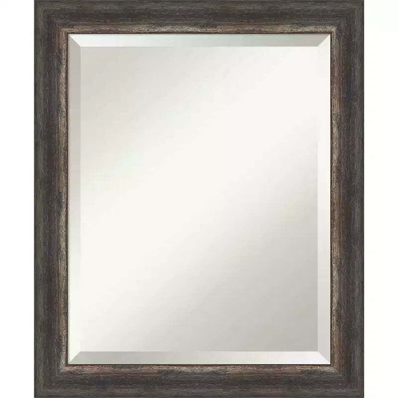 Bark Rustic Framed Bathroom Vanity Wall Mirror Charcoal - Amanti Art