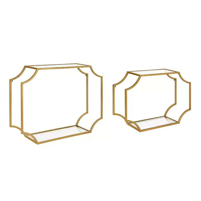 2pc Ciel Modern Glam Metal Wall Shelf Set - Kate & Laurel All Things Decor