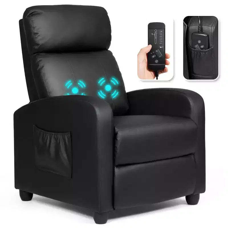 Costway Recliner Massage Chair, Ergonomic Adjustable Single Sofa with Padded Seat Black\Brown\Gray
