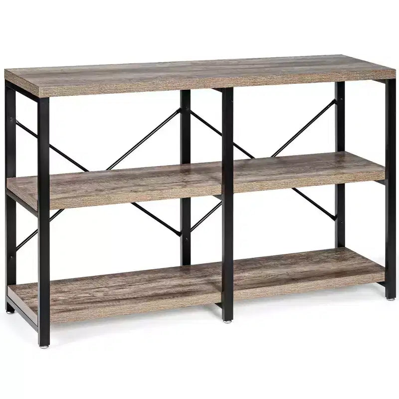 Costway 47'' Console Table 3 Tier Industrial Sofa Table Metal Frame