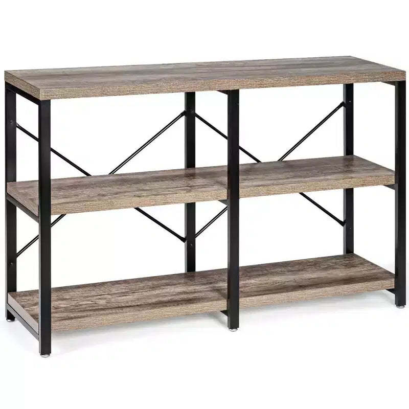 Costway 47'' Console Table 3 Tier Industrial Sofa Table Metal Frame