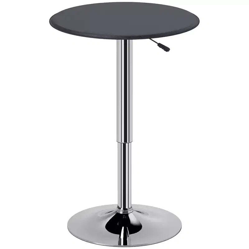 HOMCOM 25 Classic Round Adjustable Faux Leather Chrome Standing Bistro Table