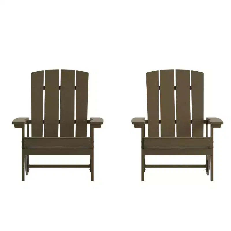 Flash Furniture Set of 2 Charlestown All-Weather Poly Resin Wood Adirondack Chairs