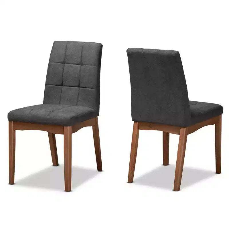 2pc Tara Fabric Upholstered and Wood Dining Chair Set - Baxton Studio