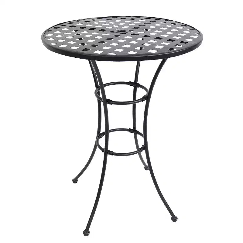 Sunnydaze Elegant Round Wrought Iron Bar Table -30 Diameter x 39.5 H - Black