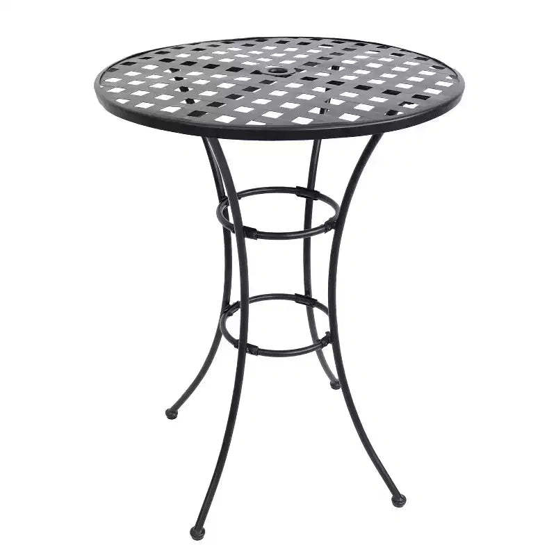 Sunnydaze Elegant Round Wrought Iron Bar Table -30 Diameter x 39.5 H - Black