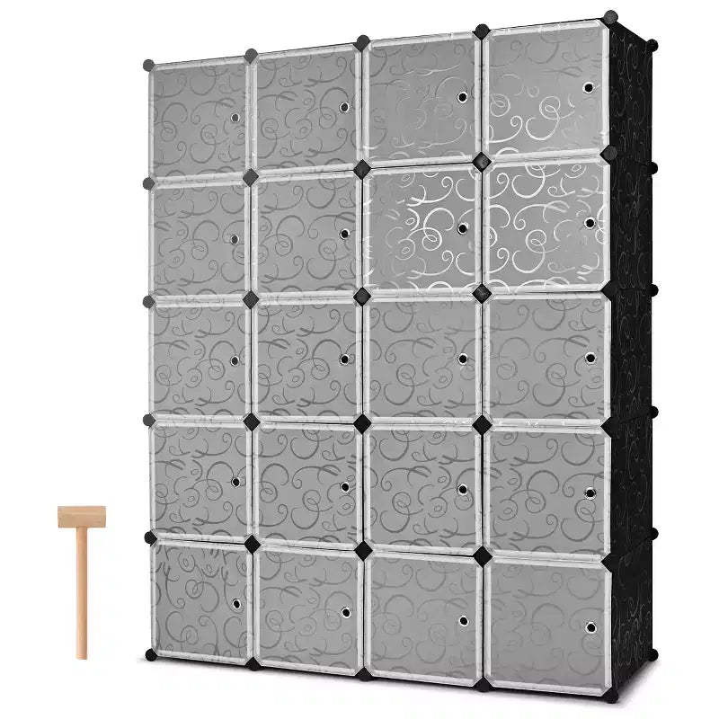 Costway DIY 20 Cube Portable Closet Storage Organizer Clothes Wardrobe Cabinet W/Doors